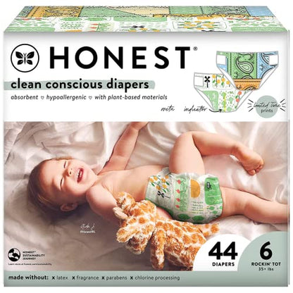 The Honest Company Clean Conscious Diapers | Plant-Based, Sustainable | Above It All + Pandas | Club Box, Size Newborn, 72 Count