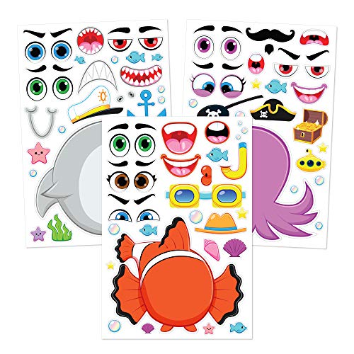 JOYIN 36 PCS 9.8”x6.7" Make a face Stickers for kids, Make Your Own Dinosaur Fantasy Animal Mix and Match Sticker Sheets Kids Crafts Party Favors Goodie Bags Stuffers for Kids