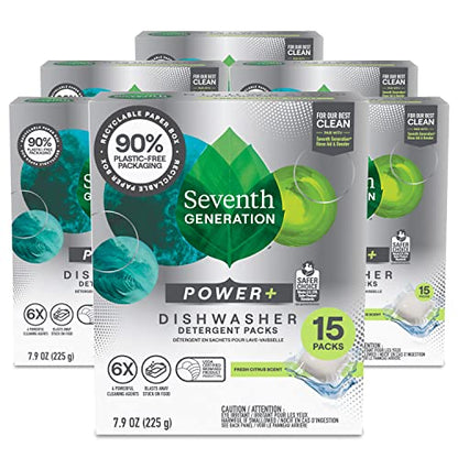 Seventh Generation Power Plus Dishwasher Detergent Packs Fresh Citrus scent Pack of 2 for sparkling dishes Dishwasher tabs 40 count