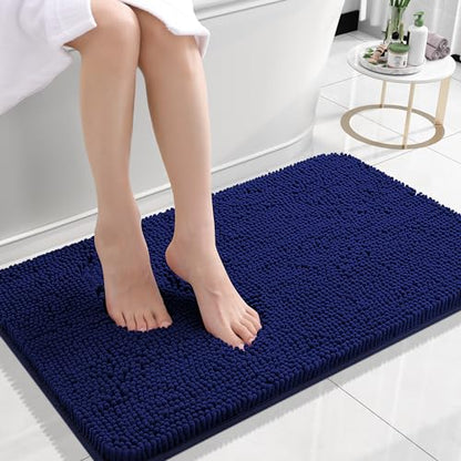 OLANLY Bathroom Rugs 24x16, Extra Soft Absorbent Chenille Bath Rugs, Non-Slip, Dry Quickly, Machine Washable, Bath Mats for Bathroom Floor, Tub and Shower, Beige