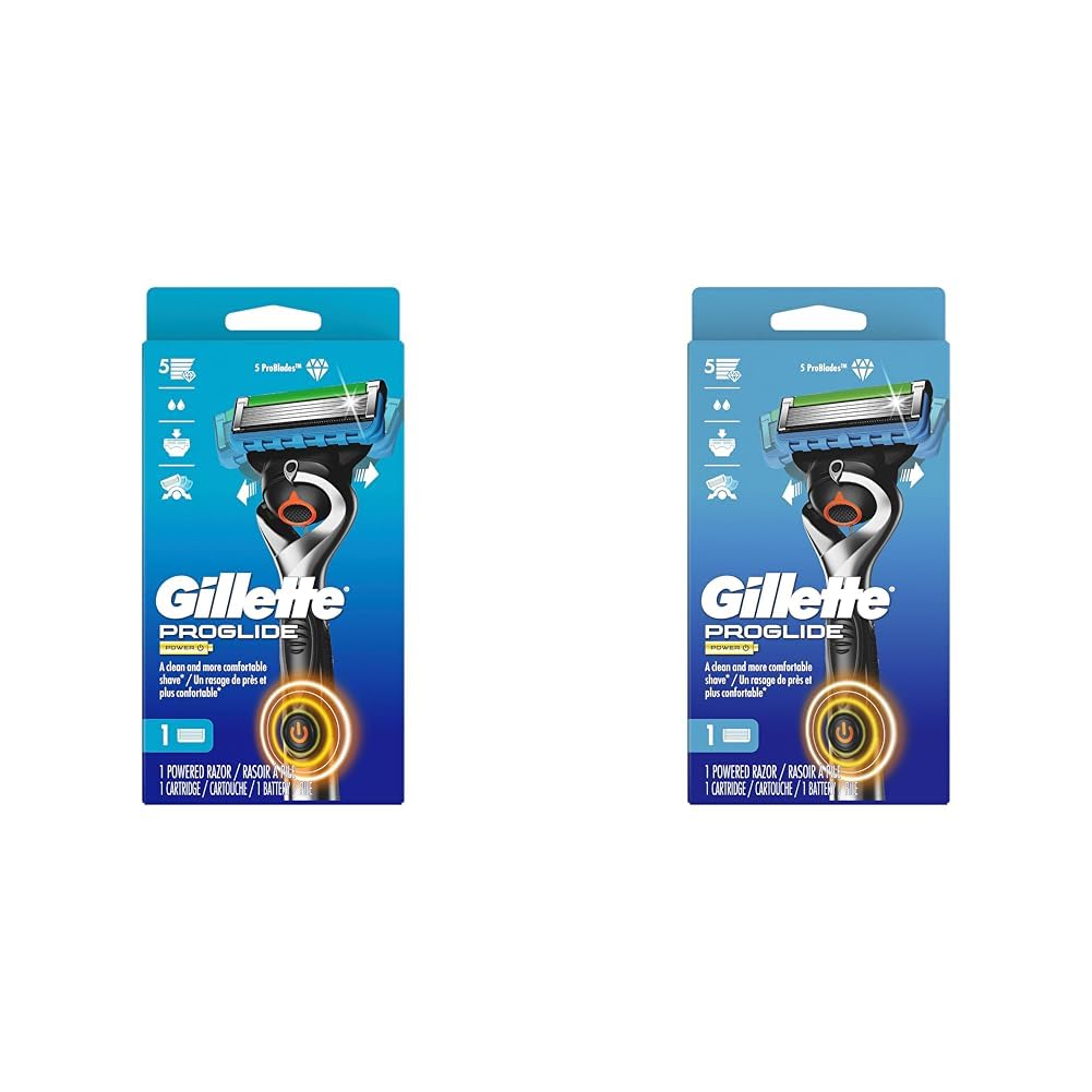 Gillette ProGlide Power Razor for Men, 1 Gillette Power Razor Handle + 1 Blade Refill