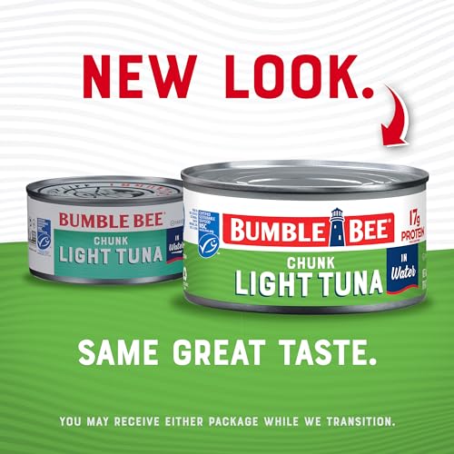 Bumble Bee Chunk Light Tuna In Water, 5 oz Cans (Pack of 24) - Wild Caught Skipjack Tuna - 23g Protein Per Serving - MSC Certified Sustainable Seafood, Non-GMO, Gluten Free, Kosher