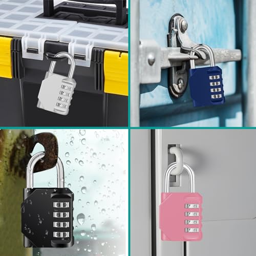 ZHEGE Combination Lock, 4 Digit Combination Padlock Outdoor, School Lock, Gym Lock (Pink)