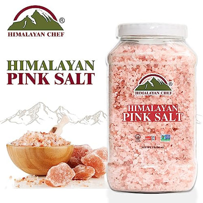 Himalayan Chef Pink Himalayan Salt Coarse Grain, Plastic Jar - 5 lbs. For Refill Grinders