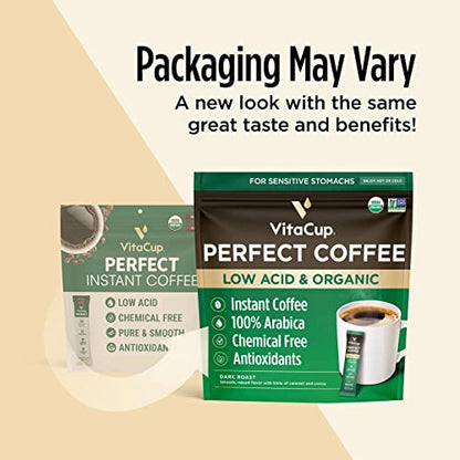 VitaCup Slim Instant Coffee Packets, with Garcinia, Fiber, B Vitamins, Bold & Smooth, Medium Dark Roast, 100% Arabica Coffee in Single Serve Sticks, 24 Ct