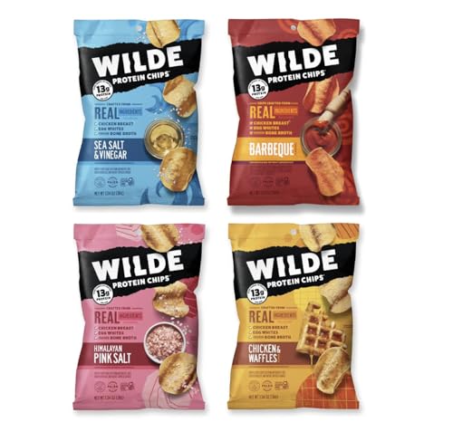 WILDE Protein Chips Variety Pack, Protein Snacks, Keto chips, Made with Real Ingredients, 1.34oz Bags (Pack of 12) - (Flavor Combination May Vary)