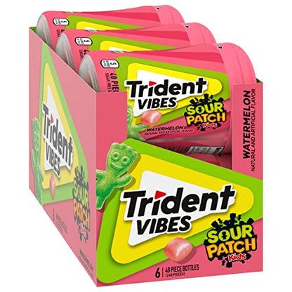 Trident Vibes Spearmint Rush Sugar Free Gum, 6 Bottles of 40 Pieces (240 Total Pieces)