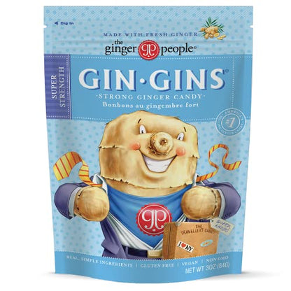 GIN GINS Original Ginger Chews by The Ginger People – Anti-Nausea and Digestion Aid, Individually Wrapped Healthy Candy – Original Flavor, 3 Oz Bag (Pack of 1)