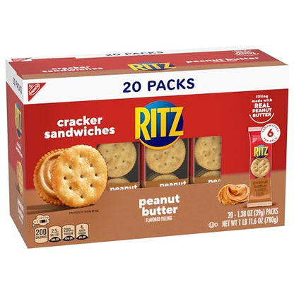 RITZ Peanut Butter Sandwich Crackers, 48 Snack Packs (6 Boxes, 6 Crackers Per Pack)