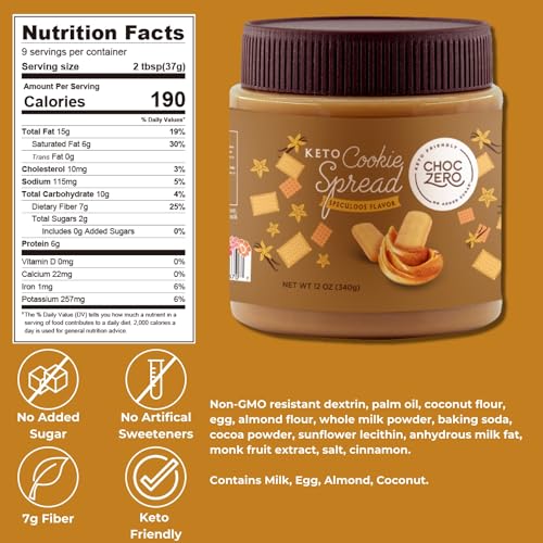 ChocZero Milk Chocolate Hazelnut Spread - Keto Friendly, No Sugar Added, Best Low Carb Dessert, Perfect Topping for Almond Flour Pancakes, Naturally Sweetened with Monk Fruit (1 jar, 12 oz)