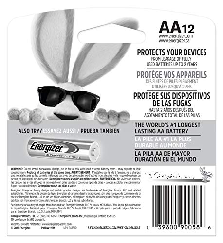 Energizer E91BW12EM AA Batteries (12 Count), Double A Max Alkaline Battery