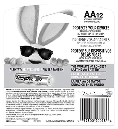 Energizer E91BW12EM AA Batteries (12 Count), Double A Max Alkaline Battery