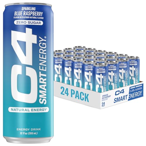 C4 Smart Energy Drink – Boost Focus and Energy with Zero Sugar, Natural Energy, and Nootropics - 200mg Caffeine - Cherry Berry Lime (12oz Pack of 12)