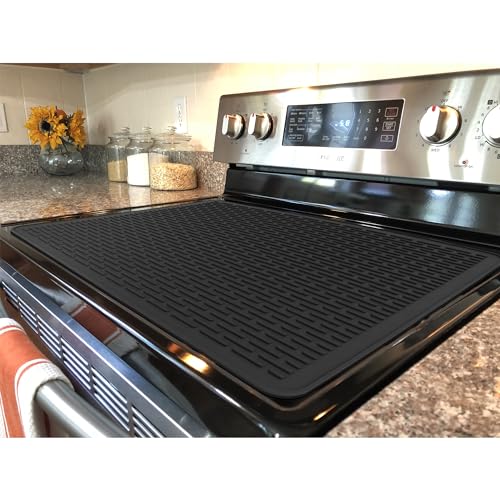 Stove Top Cover for Electric Stove - Silicone Stove Mat for Glass Top Stove, Glass Cooktop Protector, XL Dish Drying Mats for Kitchen, Range Covers for Electric Stove (Beige,28x20)