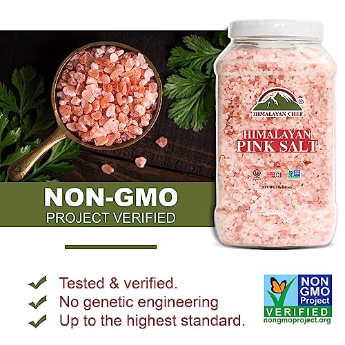 Himalayan Chef Pink Himalayan Salt Coarse Grain, Plastic Jar - 5 lbs. For Refill Grinders