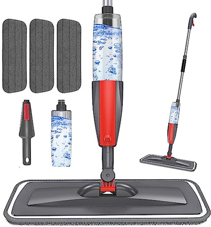 Spray Mop for Floor Cleaning with 3pcs Washable Pads - Wet Dry Microfiber Mop with 800 ml Refillable Bottle for Kitchen Wood Floor Hardwood Laminate Ceramic Tiles Floor Dust Cleaning