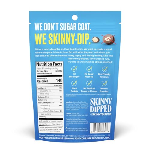 SkinnyDipped Snack Attack Minis Almond Variety Pack, Healthy Snack, Plant Protein, Gluten Free, 0.46 oz Mini Bags, Pack of 25