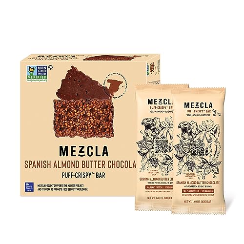 Mezcla Vegan Chocolate High Protein Bars, Gluten Free, Plant Based, Non GMO, No Dairy, 10g Protein, Healthy Snacks, 6 Flavor Variety Pack (8 Bars)