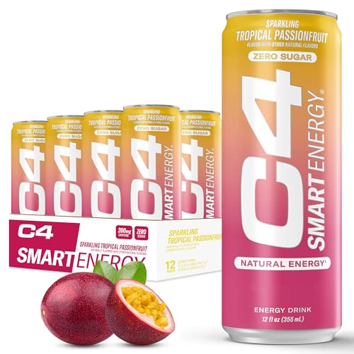 C4 Smart Energy Drink – Boost Focus and Energy with Zero Sugar, Natural Energy, and Nootropics - 200mg Caffeine - Cherry Berry Lime (12oz Pack of 12)