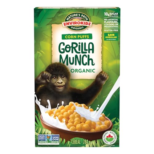 EnviroKidz Leapin’ Lemurs Peanut Butter & Chocolate Organic Cereal,10 Oz Box,Gluten Free