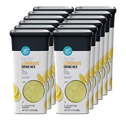 Amazon Brand - Happy Belly Drink Mix Singles, Lemonade, 0.53 ounce (Pack of 6)