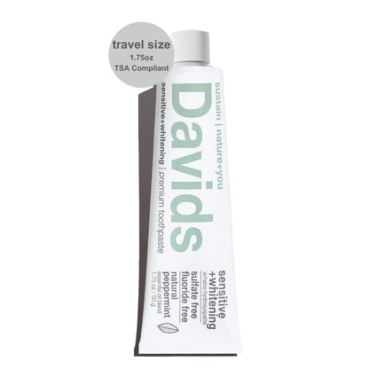 Davids Natural Toothpaste for Teeth Whitening, Peppermint, Antiplaque, Fluoride Free, SLS Free, EWG Verified, Toothpaste Squeezer Included, Recyclable Metal Tube, 5.25oz