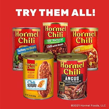 HORMEL Chili Chunky Beef Chili with Beans, No Artificial Ingredients, 15 Oz