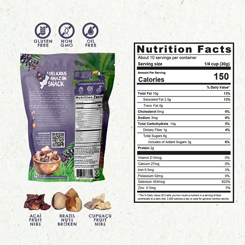 Floresta em Pé The True Organic Premium Brazil Nuts (15oz) Raw & Unsalted | Kosher | Non-Gmo | Certified Organic | Fresh | Vegan | Gluten Free | Keto & Paleo Friendly | Sustainably Harvested