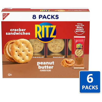 RITZ Peanut Butter Sandwich Crackers, 48 Snack Packs (6 Boxes, 6 Crackers Per Pack)