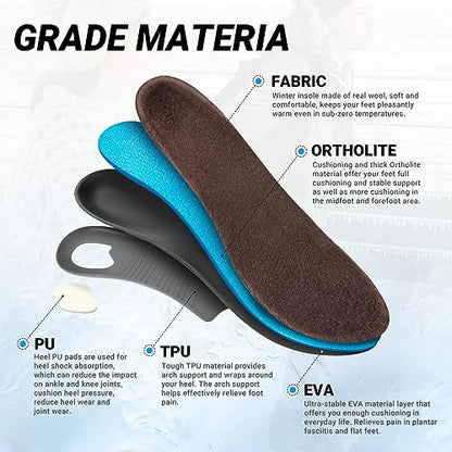 VALSOLE Heavy Duty 220+lbs Orthotic Inserts for Plantar Fasciitis - Absorb Shock, Support High Arches and Flat Feet