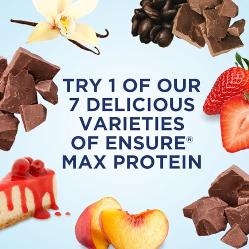 Ensure Max Protein Nutrition Shake with 30g of Protein, 1g of Sugar, High Protein Shake, Milk Chocolate, 11 Fl Oz (Pack of 12), Liquid, Halal