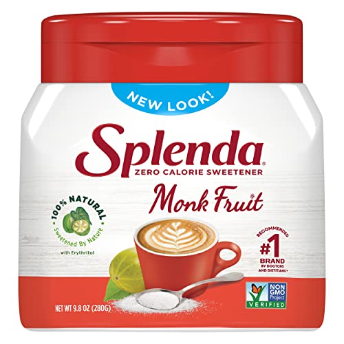 SPLENDA Monk Fruit Zero Calorie Plant Based Granulated Sweetener Jar, 19 oz