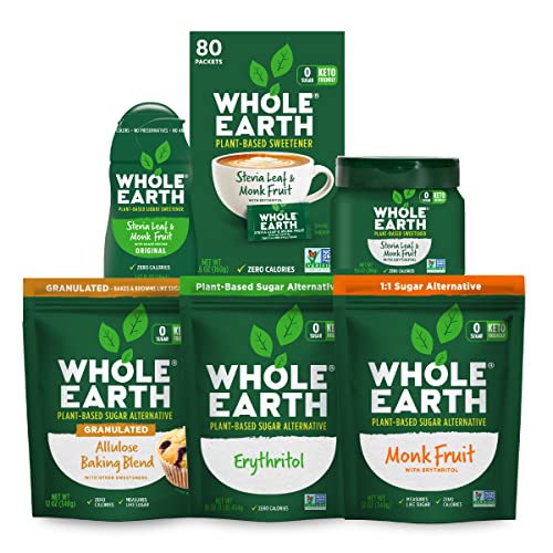 Whole Earth Sweetener Co. Stevia & Monk Fruit Sweetener, Erythritol Sweetener, Stevia Packets, Sugar Substitute, Natural Sweetener, 400 Count