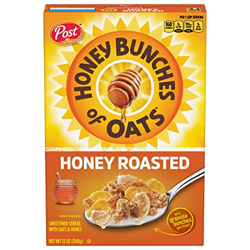 Honey Bunches of Oats with Strawberries Breakfast Cereal, Strawberry Cereal with Oats and Granola Clusters, 11 OZ Box