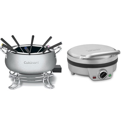 Cuisinart Fondue Pot, 3 Quart, For Chocolate, Cheese, Broth, Oil, Stainless Steel, CFO-3SSP1