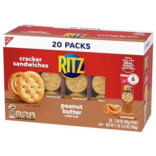 RITZ Peanut Butter Sandwich Crackers, 48 Snack Packs (6 Boxes, 6 Crackers Per Pack)