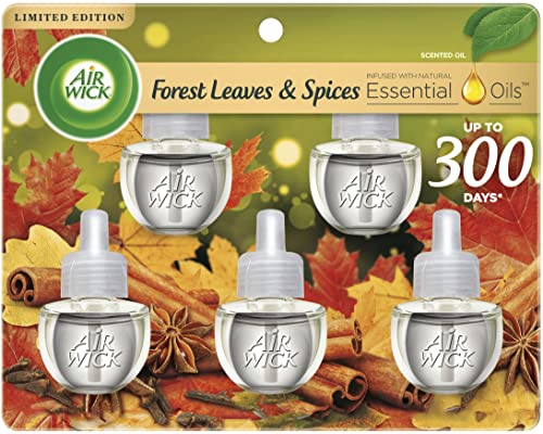 Air Wick Plug in Scented Oil Refill, Apple Cinnamon Medley, 5ct, Air Freshener, Essential Oils