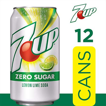 7UP Zero Sugar Lemon Lime Soda, 12 fl oz cans (Pack of 12)