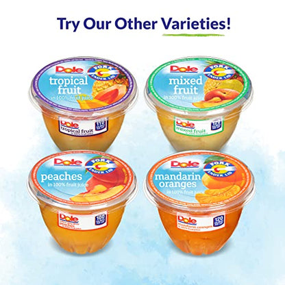 Dole Fruit Bowls Diced Peaches in 100% Juice Snacks, 4oz 12 Total Cups, Gluten & Dairy Free, Bulk Lunch Snacks for Kids & Adults