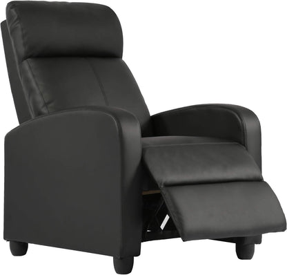 FDW Recliner Chair for Living Room Home Theater Seating Single Reclining Sofa Lounge with Padded Seat Backrest (Black)