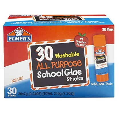 Elmer's All Purpose School Glue Sticks, Washable, 7 Grams, 30 Count