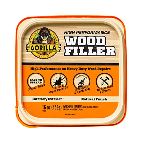 Gorilla All Purpose Wood Filler, 16 Ounce Tub, Natural (Pack of 1)