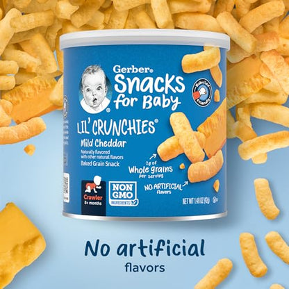 Gerber Snacks for Baby Lil Crunchies, Mild Cheddar, 1.48 Ounce (Pack of 6)