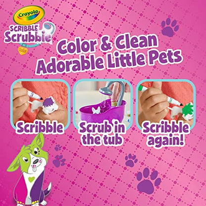 Crayola Scribble Scrubbie Pets Tub Set, Washable Pet Care Toy, Animal Toys for Girls & Boys, Preschool Toy, Gifts for Kids, 3+