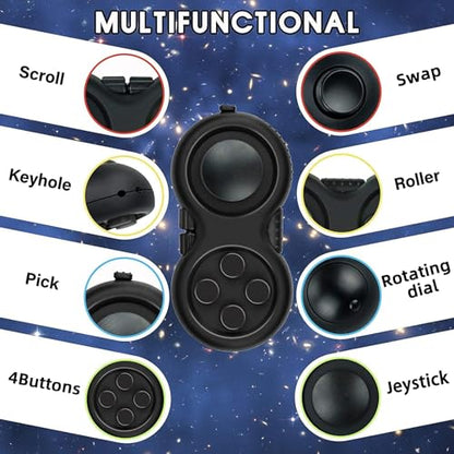 WTYCD Original Fidget Toy Game, Rubberized classical Controller Fidget Concentration Toy with 8-Fidget Functions and Lanyard - Excellent for Relieving Stress and Anxiety