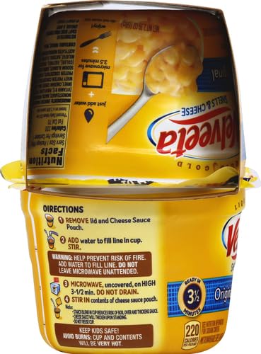 Velveeta Shells & Cheese Original Microwavable Macaroni and Cheese Cups (4 ct Pack, 2.39 oz Cups)