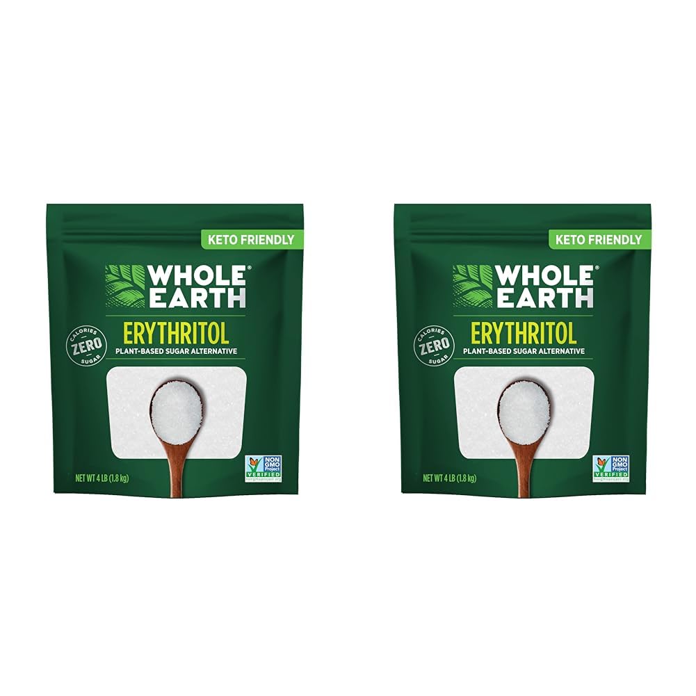 WHOLE EARTH 100% Erythritol Zero Calorie Plant-Based Sugar Alternative, 4 Pound Pouch (Packaging May Vary )