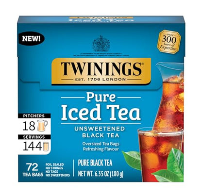 Twinings English Breakfast Black Tea, 100 Individually Wrapped Tea Bags, Smooth, Flavourful, Robust, Caffeinated, Enjoy Hot or Iced