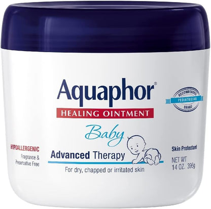 Aquaphor Baby Healing Ointment Advanced Therapy Skin Protectant for Chapped or Dry Skin, Drool Rash and Diaper Rash Ointment, 14 Oz Jar