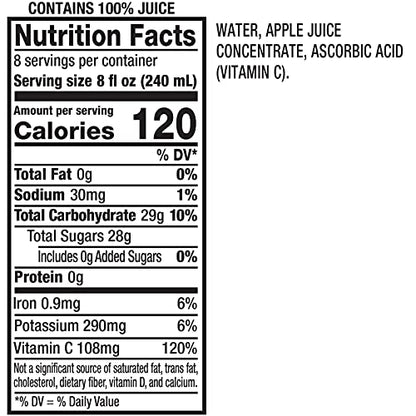 Mott's 100% Original Apple Juice, 8 Fl Oz Bottles, 24 Count (4 Packs Of 6), 2 Servings Of Fruit, 100% Fruit Juice, Gluten-free, Caffeine-free, Kosher, Contains No Artificial Colors Or Sweeteners